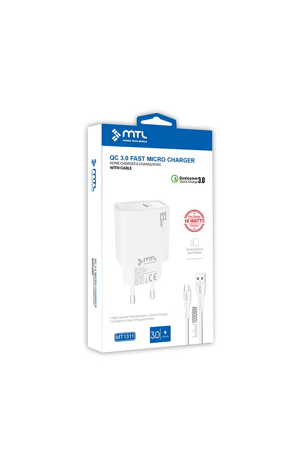 MTL 3 Amper 18w Micro Usb Hızlı Ev Tipi Şarj Aleti Mt1311