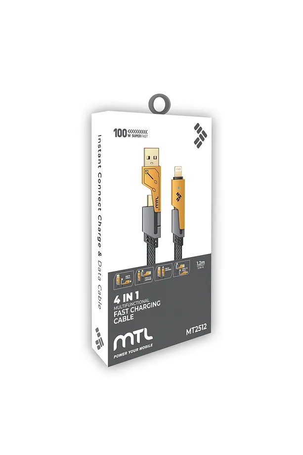 MTL 4 In 1 Hasır Hızlı Şarj 1 Metre Macbook Tablet Telefon Şarj Data Kablosu 100w Mt2512