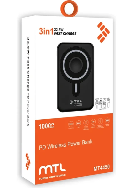 MTL 10.000 mAh MagSafe Apple Watch Şarj ve Airpods Şarj 22,5W Kablolu Powerbank MT4450